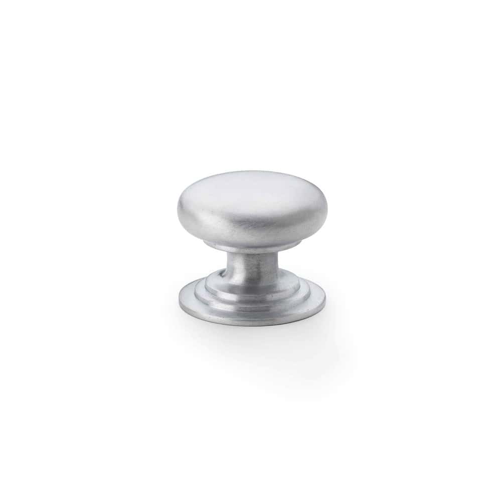 Satin Chrome Cupboard Knob On Rose