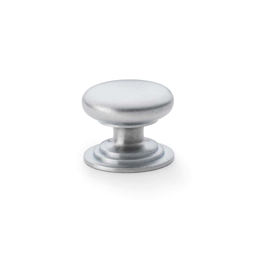 Satin Chrome Cupboard Knob On Rose