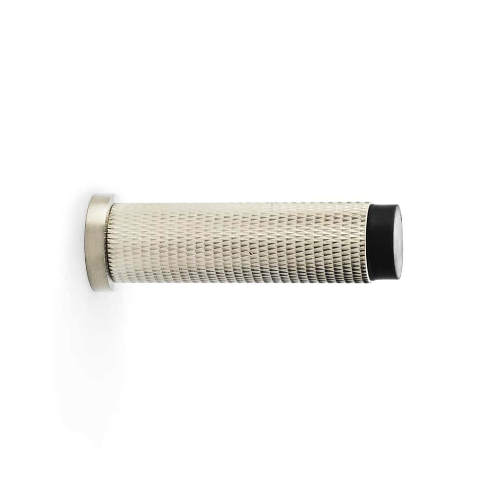 Solid Brass Knurled Cylinder Door Stop - Satin Nickel