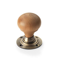 Thumbnail for Teak & Antique Brass Bun Door Knobs